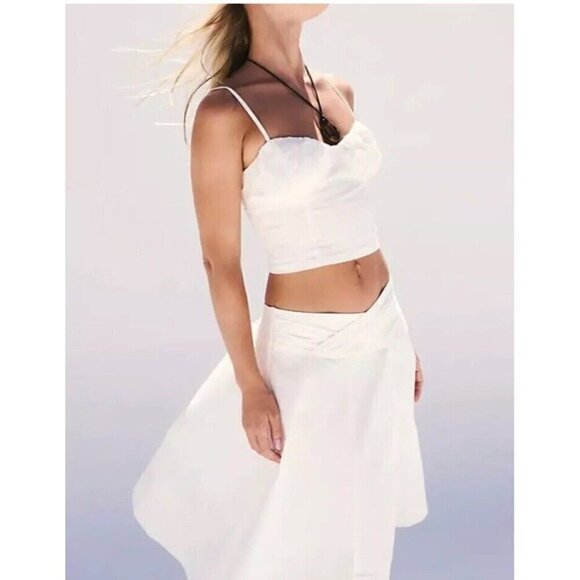 Free People Dresses & Skirts - Free People So Posh Cropped Cami Skirt Set White Cotton XL Boho Beach New NWT